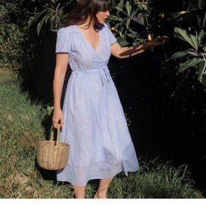 CHRISTY DAWN Dawn Dress Maya Blue Stripe Sz SMALL